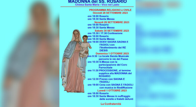 La prima domenica di ottobre si festeggia la Madonna del Rosario, presso l’antica chiesa di S. Maria, di epoca medioevale. 