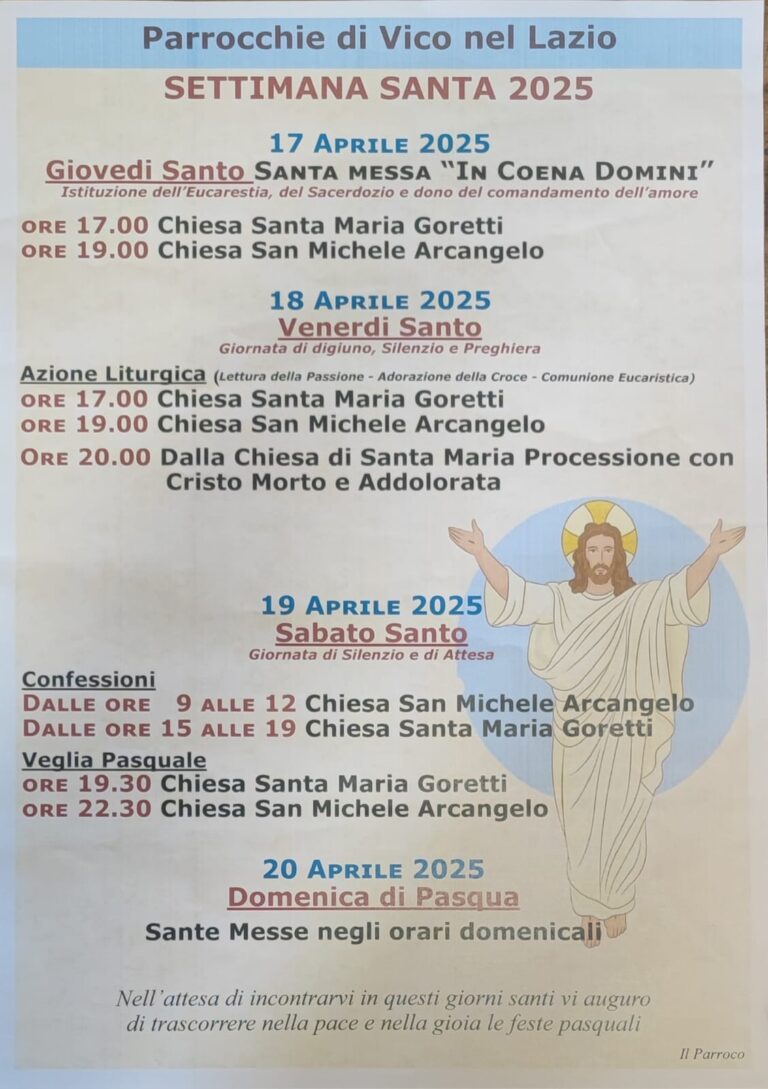 Programma delle messe della Settimana Santa 2025