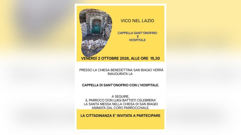 VICO NEL LAZIO:  ripristinato l’accesso alla cappella di Sant’Onofrio ed annesso ospedale.
